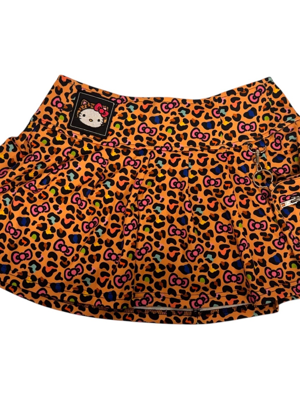 Hello Kitty Orange Leopard Print Skirt with Colorful Spots and Patch - Picture 2 of 8